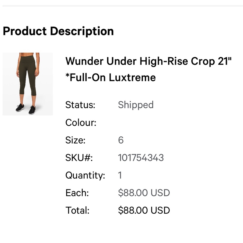 Lululemon Wunder Under high rise 21” leggings